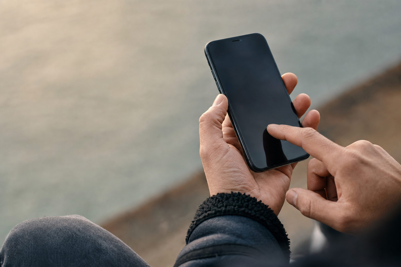 Iemand die op het punt staat een ETF te kopen via een beleggingsapp op een smartphone.