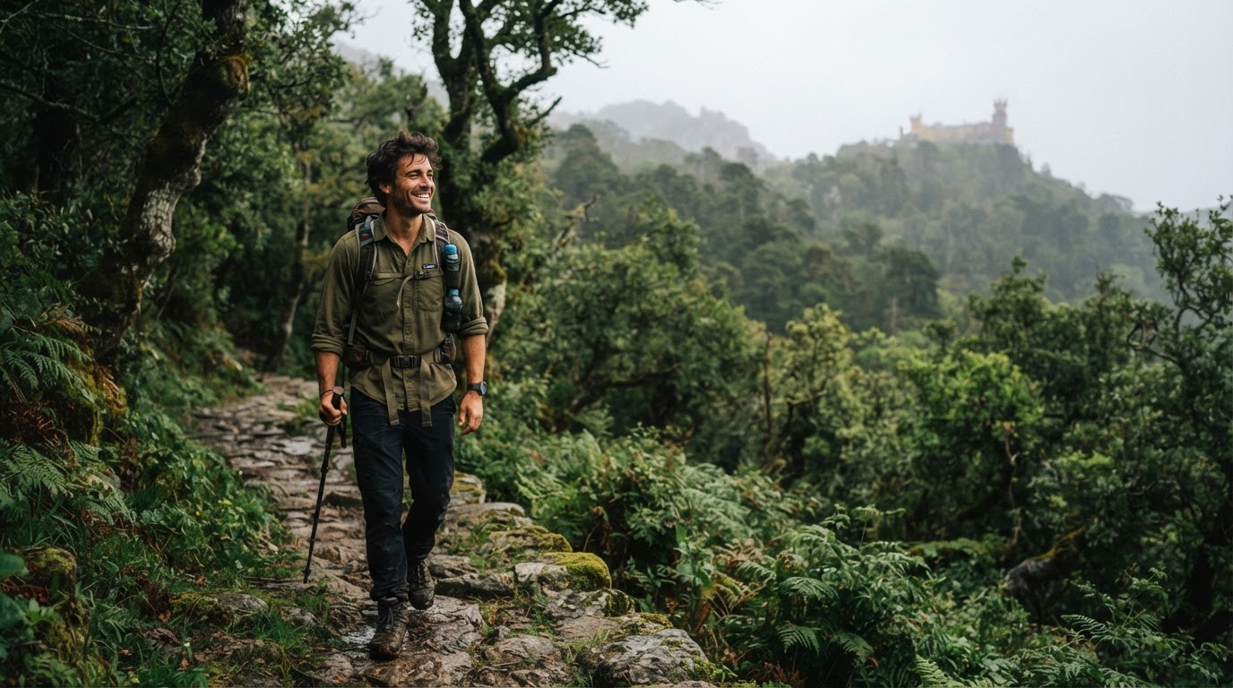 Homem a fazer uma caminhada na natureza, representando o melhor equilíbrio entre vida profissional e pessoal proporcionado pela semana de quatro dias.