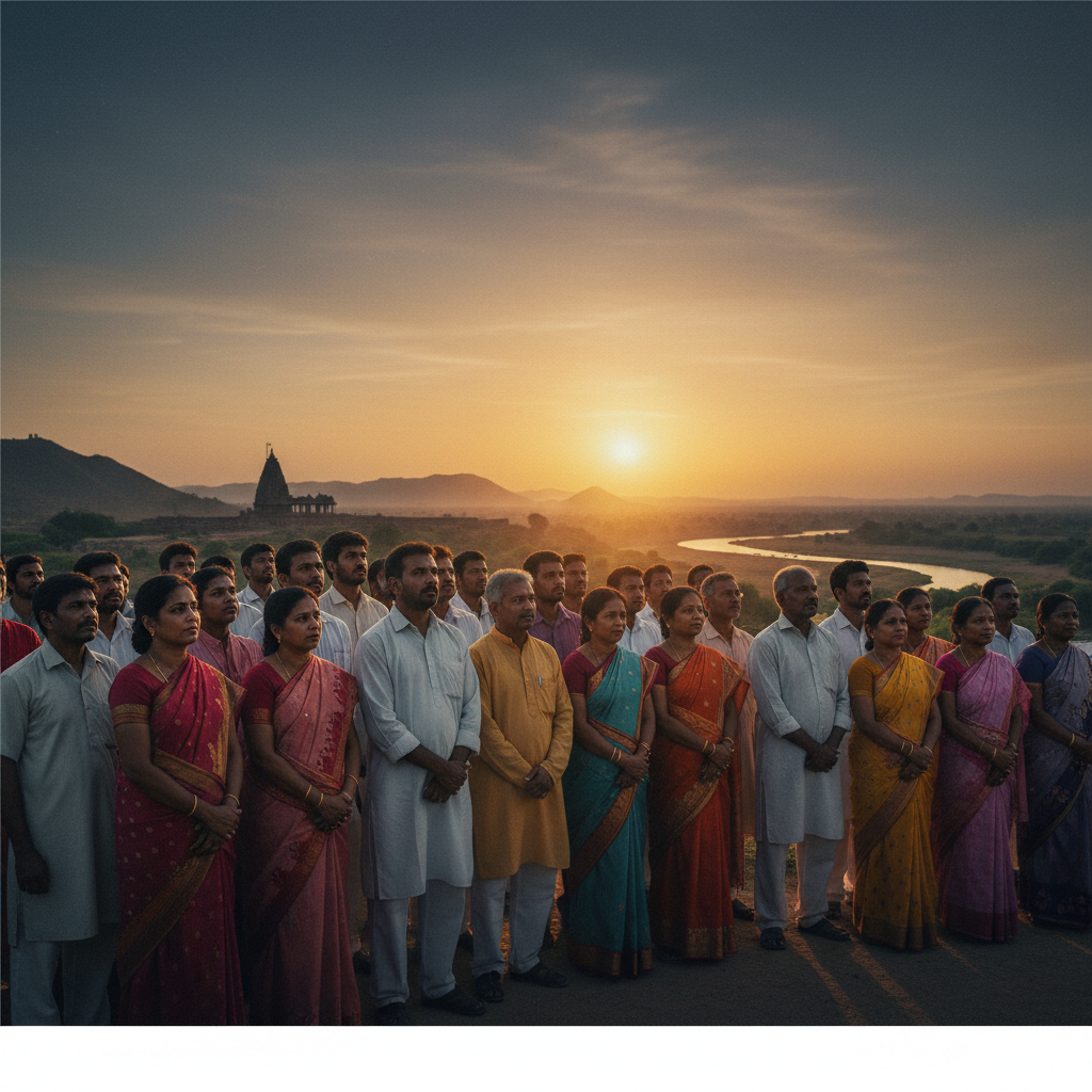 विविध भारतीय नागरिकों की एक भीड़ जो भारत के लिए यूनिवर्सल बेसिक इनकम के विचार पर चिंतन कर रही है।